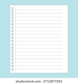 Ilustración de papel de carpeta de cuaderno con líneas blancas para la escuela, el trabajo, la oficina, el diario.
