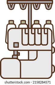 Illustration of a white lock sewing machine seen from the front