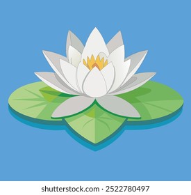 Illustration of white lotus flower floating on water (2)