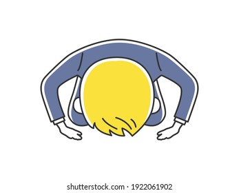 Illustration of a white man sitting on the ground.