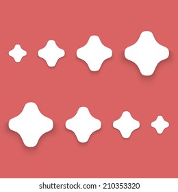 Illustration of White Material Design Paper Buttons with Shadow Vector Icon Set 