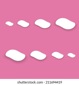 Illustration of White Material Design Paper Buttons with Shadow Vector Icon Set 