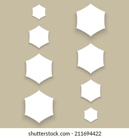 Illustration of White Material Design Paper Buttons with Shadow Vector Icon Set 