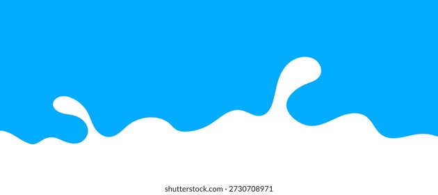 Illustration eines weißen Milchspritzer oder einer Flüssigkeitswelle als unterer Rand