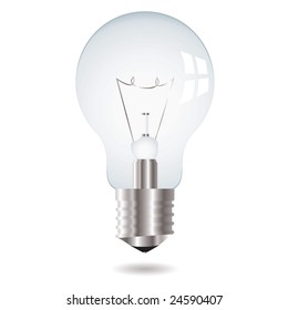 illustration white old fashioned lightbulb with drop shadow