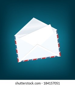 Illustration white open envelope with paper card - vector 