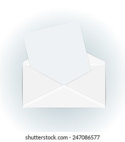 Illustration white open envelope with paper card - vector 
