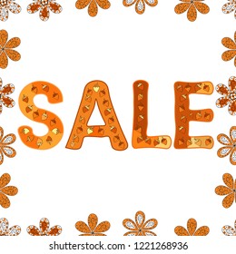 Illustration in white, orange, black colors. Blogging concept illustration for website banners. Seamless pattern. Hand sketched Sale text as blog theme design. Perfect big letters for bloggers. Vector