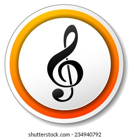 illustration of white and orange icon for music