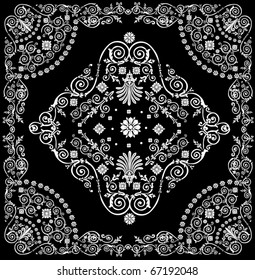 illustration with white ornament on black background