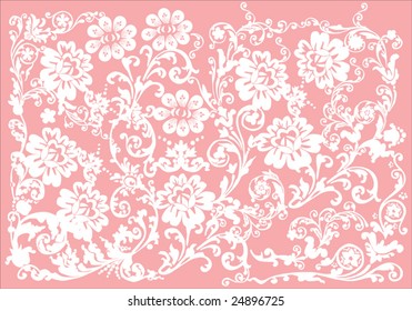illustration with white ornament on pink background