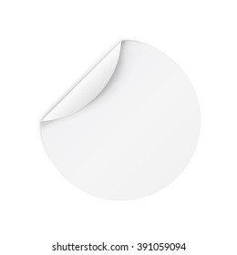 Illustration of White Paper Notepad in Circle Form with Bended Coner