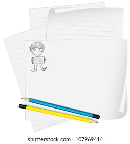 illustration of white papers on a white background