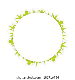 Illustration of White pattern with green leaves