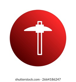 Illustration of white pickaxe tool on red circle for digital design element in creative projects and more