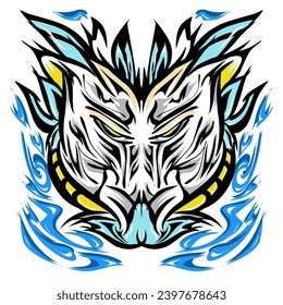 Illustration of a white pig tribal head mascot sticker. Perfect for tattoos, stickers, hats, clothes, logos, icons