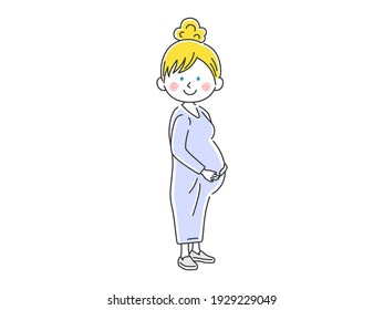 Illustration of a white pregnant woman.