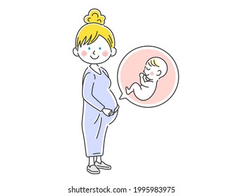 Illustration of a white pregnant woman.