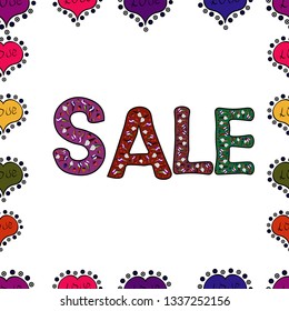 Illustration in white, purple colors. Premium handmade vector lettering and calligraphy phrase for invitation, greeting card, t-shirt, prints, social media, banners and posters. Seamless pattern. Sale