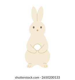 Ilustração de um coelho branco segurando um bolinho de arroz para visualização da lua


