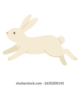 Illustration of a white rabbit leaping in side view

