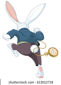 Illustration of white rabbit running away