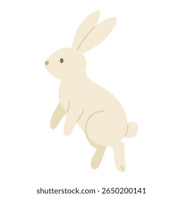 Illustration of a white rabbit standing upright in side view

