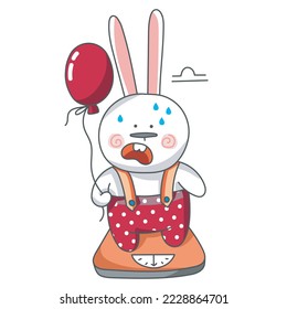 Illustration with white rabbit. Zodiac signs. Bunny Libra. Libra Horoscope. Symbol of 2023.