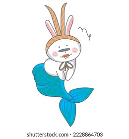 Illustration with white rabbit. Zodiac signs. Hare Capricorn. Capricorn Horoscope. Symbol of 2023.