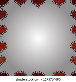 Illustration in white, red and black colors. Doodles elements hand drawn frames. Seamless. Vector illustration.