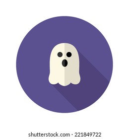 Illustration of White Scary Ghost Flat Icon