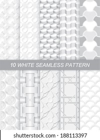 illustration of white seamless pattern.ten pattern in one set.