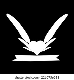 An illustration of the white silhouette of a heart logo on a black background