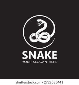 illustration of white snake isolated on black background