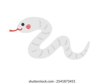 Illustration of a white snake seen from the side.