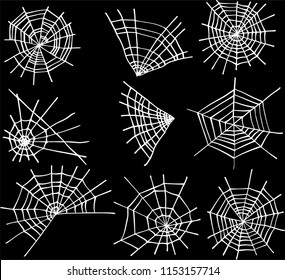 Illustration of White spider web set