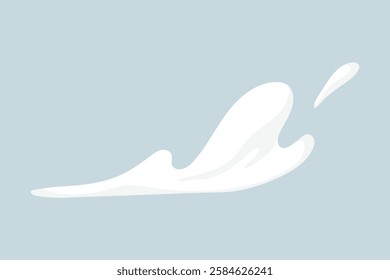 Illustration of a white splash on a light blue background, resembling a liquid or paint splash. Abstract splash design with fluid, dynamic shapes. Aesthetic vector illustration.