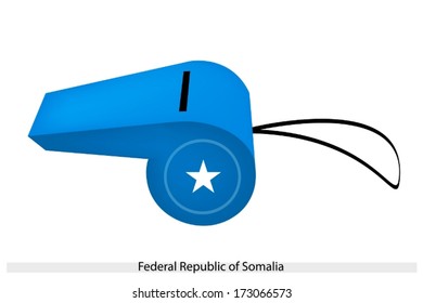 An Illustration of A White Star Centered on A Light Blue Field of The Federal Republic of Somalia Flag on A Whistle, The Sport Concept and Political Symbol. 