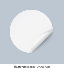 Illustration of White Sticker in Circle Form with Bended Coner