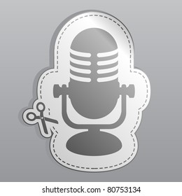 Illustration of white sticker Microphone icon