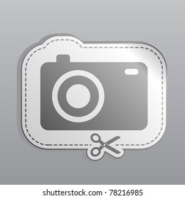 Illustration of white sticker photocamera icon