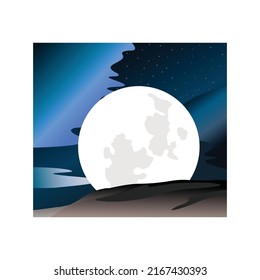 illustration of white super moon abstract background vector