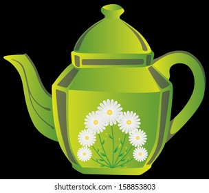 illustration white teapot 