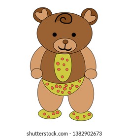 illustration of white Teddy bear background in panties t-shirt polka dot socks vector graphics