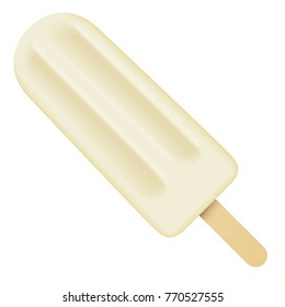 Illustration of a white toothpick ice cream, coconut popsicle, vanilla, milk stick. Ideal for catalogs, information and institutional material
