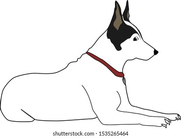 Illustration of a White Toy Fox Terrier Laying down. 