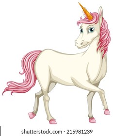 Illustration of a white unicorn
