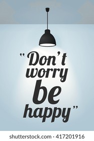 Illustration of White wall illuminated by the dark grey ceiling lamp with copy space for text - Vector file EPS10