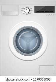 Illustration white washing machine. Electronics, for washing.