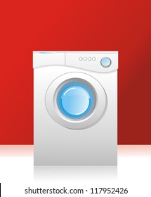 illustration - white washing machine with a front loading